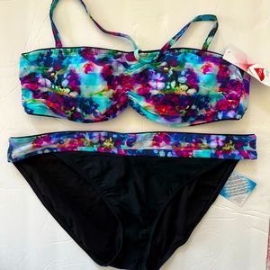 ATHLETA watercolor floral bikini 36B/C, L NWT